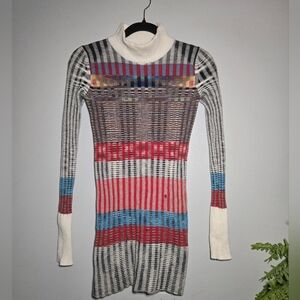 Missoni Multicolor Ribbed Knit Turtleneck Mini Dress – Size Unknown – Sold AS-IS